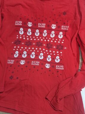 Next Level Apparel Red Kids Long-Sleeve Snowman Graphic Tee